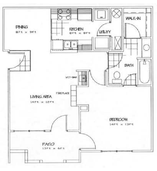 Floorplan-1Bd/1Bath-Tucker